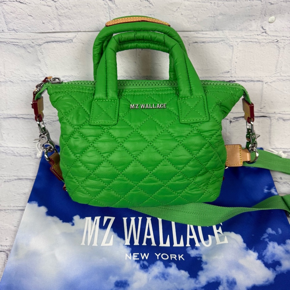 MZ Wallace Green Quilted Crossbody Bag Micro Sutton Tote Grass Green EUC